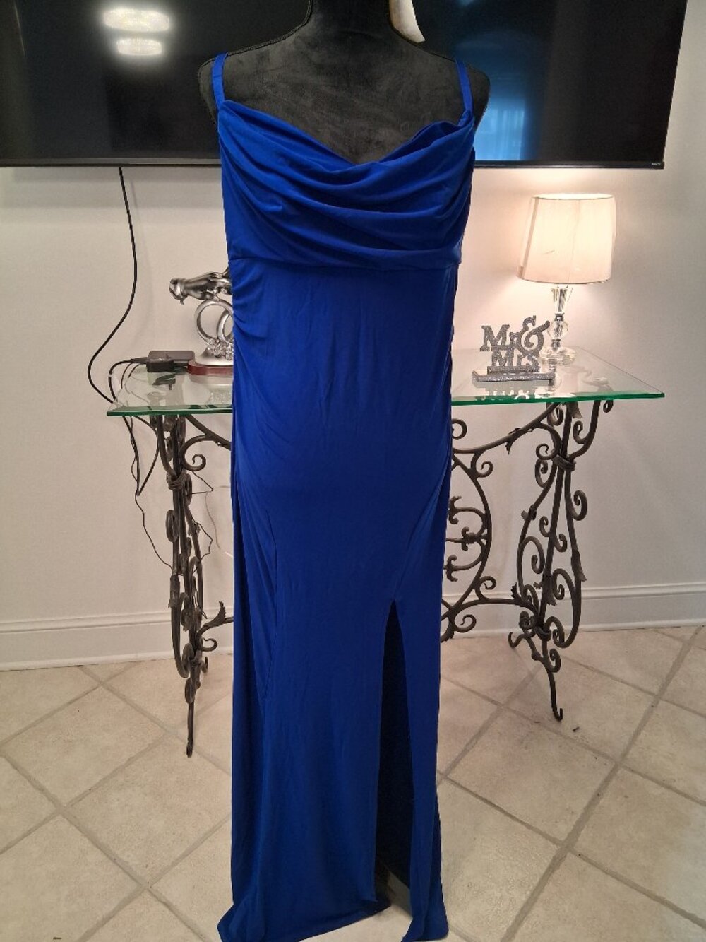 Royal Blue Spaghetti Strap Party Dress👗